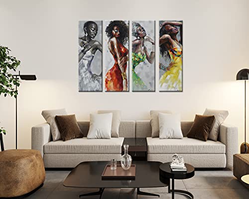 Artinme Large African American Wall Art, Black Art Wall Decor, Dancing Women Girls In Dress Painting On Canvas Print Wall Picture For Living Room Wall Decoration (12 X 36 Inch, Set Of Defj) #TOP2