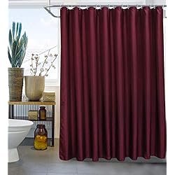 Cortinas De Baño Color Rojo ufengke Cortinas de Ducha Rojo Vino con 12 Ganchos,Color Sólido Cortina de Ducha de Tejido Prueba de Moho Impermeable al Baño (180X180cm)