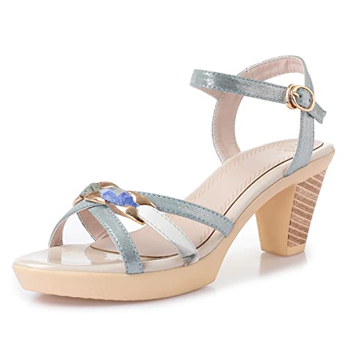 Sandales pour femmes pieds larges confortables à talon haut et bout ouvert