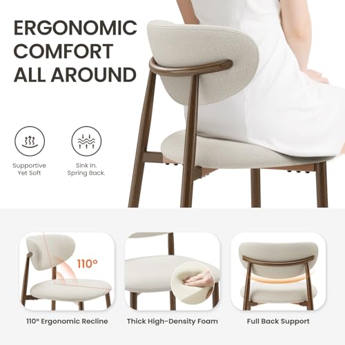 Image of MALOL Bar Stools Set of 6, Counter Height bar stools, Kitchen Bar Stools with Backs, Modern Upholstered, Modern Bar Stools with Metal Legs for Kitchen Island, Counter, Beige