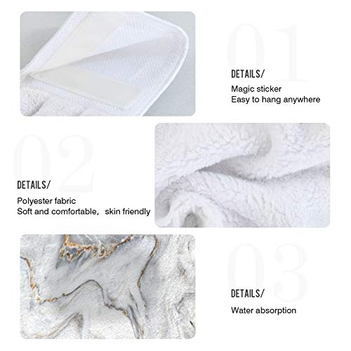 Boccsty White Gold Marble Hanging Kitchen Towels 2 Pieces Dish Cloth Tie Towels Hand Towel Tea Bar Towels For Bathroom Farmhouse Housewarming Tabletop Home #TOP4