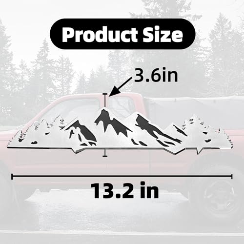 Image of Snow Mountain Tree Emblem for 2016-2023 Tacoma, 2 Pcs Snow Mountain Tree Graphic Logo Badge, Trunk Mountain Logo Emblem, Car Exterior Accessories (Silver Black)