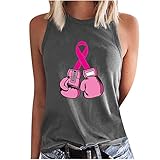 Ceboyel Breast Cancer Survivor Shirts for Women Pink Ribbon Tank Tops Sleeveless Tshirt Tees Funny Gifts Clothes 2023 Breast Cancer Survivor Gift Ideas Gray XL