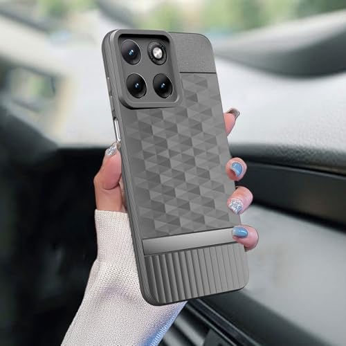 Image of Back Cover for Motorola Moto Edge 70 Fusion 5G Camera Protection 3D Hexa Cube Design Silicone Protective Bumper Back Case for Motorola Moto Edge 70 Fusion 5G - Grey