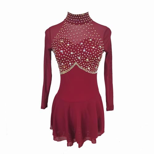 LIUHUO Vestido de patinação artística no gelo feminino elegante qualidade cristais competição saia d