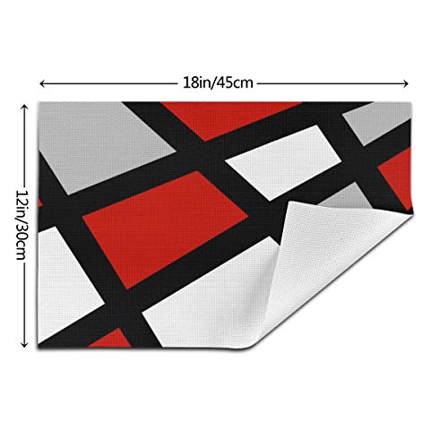 Hamiltonna Woven Vinyl Placemats For Dining Table Set Of 6 Pvc Place Mats Heat Insulation Tablemats Table Mats (6 Pcs, Red Gray Black White Geometric Square) #TOP2
