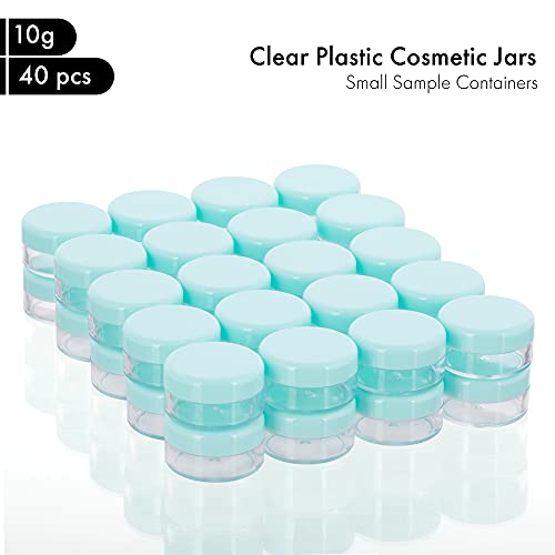 40Pcs 10 Gram Plastic Cosmetic Containers with Lids for Lotion, Creams, Toners, Lip Balms, Makeup Samples Jars BPA free (10g-40pcs, green)2