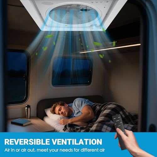 2012 Max Air Belüftung für Wohnmobil Dachventilator Dachlüfter Reversibler Abluftventilator 14\, extrem geräuscharmer Dauerbelüftung RV 12V Remote