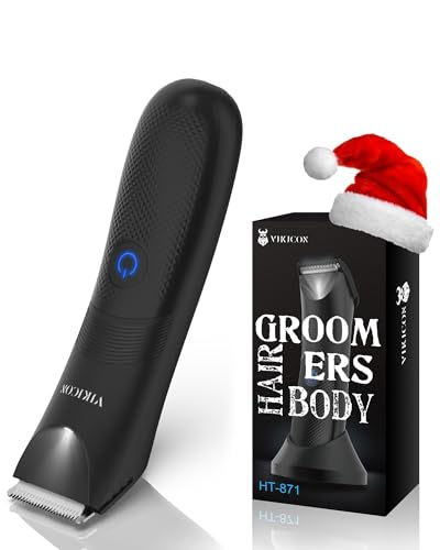 Manscape Trimmer for Men - No Nicks Electric Razor-Shaver for Balls/Pubic/Groin/Legs/Chest Hair Removal w/Light & Ceramic Blade, IPX7 Waterproof Body Groomer USB-C Charging, Gifts for Him Dad