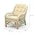 SunBear Furniture Malibu Lounge Set of 2 Natural ECO Rattan Wicker Chairs, Loveseat with Cream Cushion and Coffee Table w/Glass Handmade, White Color