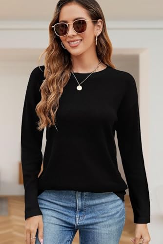 Image of QACOHU Women's Fall Sweater 2025 Crew Neck Long Sleeve Casual Pullover Knitted Sweater Tops