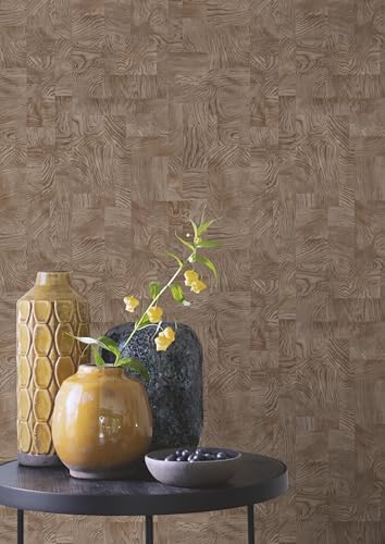 Rasch Tapete 751659 - Vliestapete mit Holzoptik in Braun aus der Kollektion African Queen - 10,05m x 0,53m (LxB)