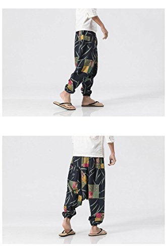Banana Bucket Men's Casual Cotton Linen Pants Loose Harem Capri Trousers4