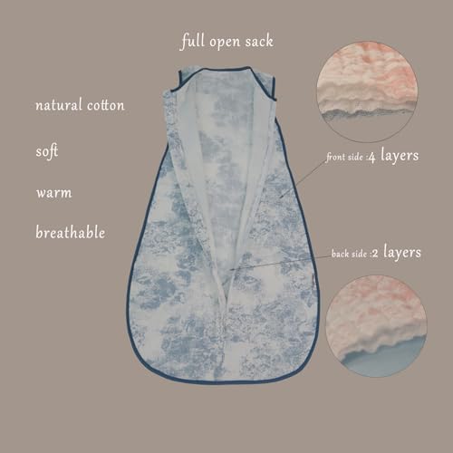 Image of Breathable Toddler Sleeping Bag 18-36 Months, 0.5 TOG Cotton Muslin Sleep Sack, Lightweight Wearable Blanket for Baby Boys All Season Extra Long, 1-3T