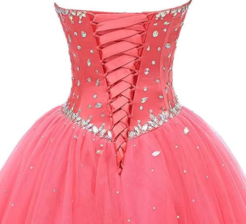 Image of Likedpage Women's Sweetheart Ball Gown Tulle Quinceanera Dresses Prom Dress