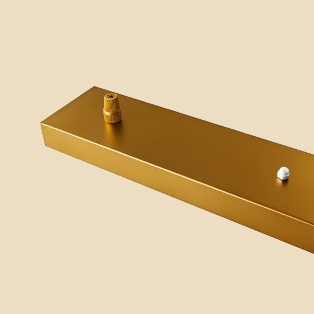 Baldaquin pour lampe rectangulaire, longue, cache-câble, rosace de plafond, en métal, abat-jour de plafond, boîte de plafond, doré, 80 cm x 3 trous