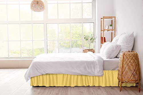 Ruffled Yellow Queen Bed Skirt – Hotel-Quality Ruffles For Queen Beds With 24 In. Drop – Elastic Wrap Around Dust Ruffle Queen Bedskirt For Easy Fitting With Brushed Fabric By Cgk Unlimited #TOP3