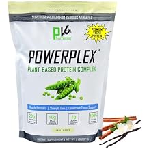 PhysiVantage POWERPLEX Vegan Protein Powder, Collagen Alternative - Organic Plant-Based Pea & Rice Protein, Dairy-Free, Non-GMO, Supports Muscle & Joint Recovery, Monk Fruit Sweetened 2 lb Vanilla