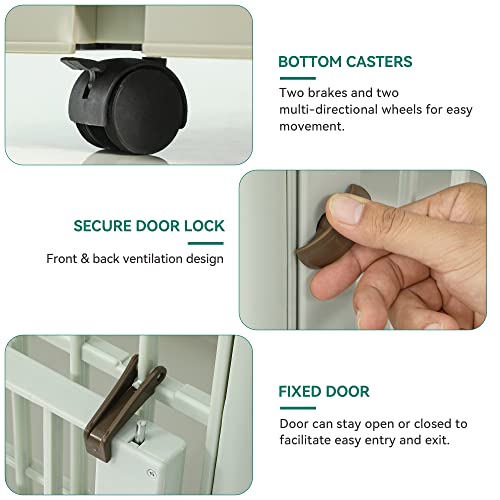 Yitahome 38 Inches Large Dog Crate Kennel Cage For Medium Large Dogs Indoor Outdoor Sturdy Abs Plastic Pet Dog Cage With Lockable Wheels And Double Door Easy Assembly #TOP4