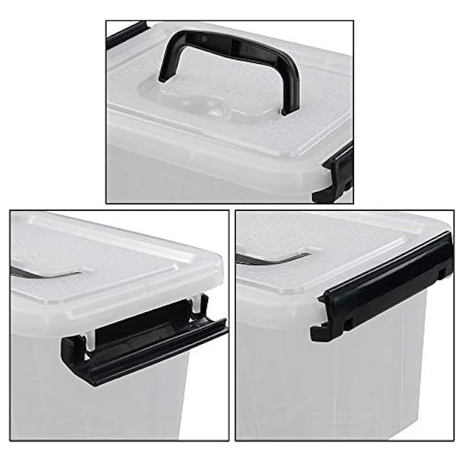 Ramddy 3.5 Quart Small Plastic Storage Box with Handles, 6 Packs Clear Latching Bin with Lid