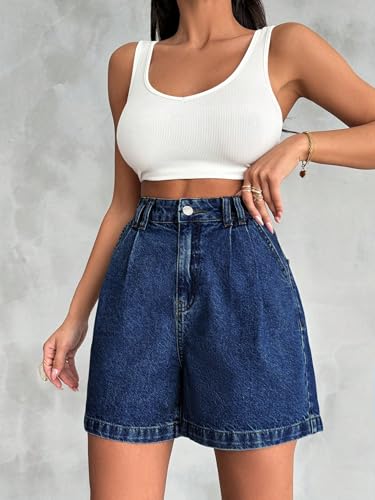 Image of Shasmi Girl's & Women's High Waisted Denim Shorts, 2025 Fashion Vintage Wash, Straight Cut (Short 234)