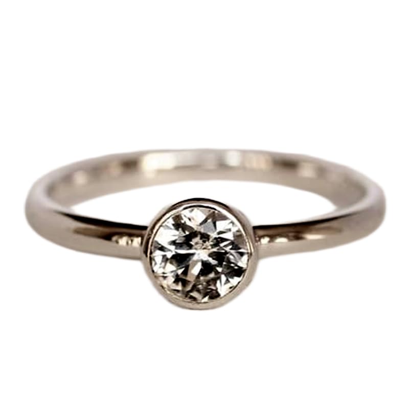 Bague moissanite argent 925 solitaire transparent anneau serti clos WW_DHR_0823