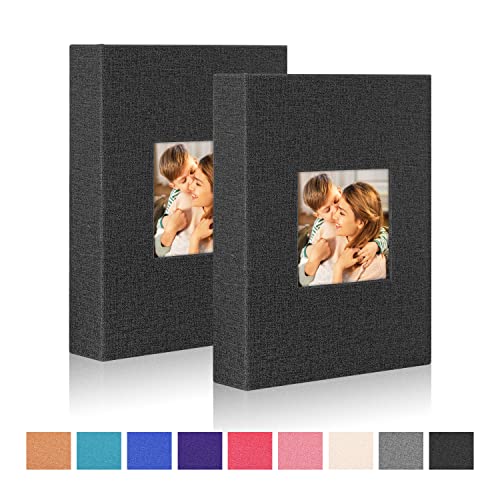 image for Ywlake Photo Album 4x6 100 Pockets 2 Packs, Small Mini Capacity Linen 