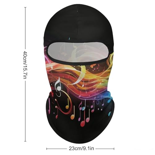 Balaclava para hombre, máscara para esquí y ciclismo con diseño de notas musicales arcoíris, cubreboca facial para invierno miniatura 2