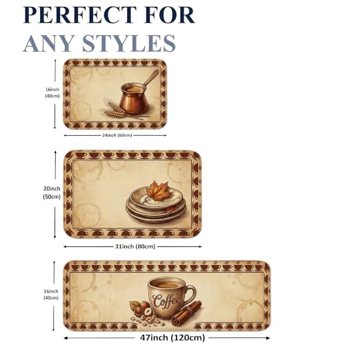 Tapis de cuisine rustiques lot de 3 beige lavables et confortables pour couloir