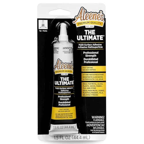 Aleene's The Ultimate Multi-Surface Adhesive, Professional Strength Glue, Strong Bond, Fast Drying, UV & Water Resistant, Repairs, Models, Metal, Glass, Plastic, Wood, Fabric, Tile 1.5 fl oz