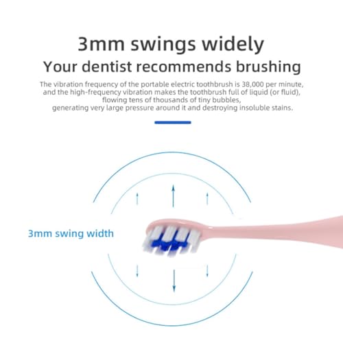 Image of AUSHA Pink Smart Sonic Electric Toothbrush for Adults | 38,000 Strokes /Min | 5 Modes | 3 Brush Heads | Wireless Charging | IPX7 Waterproof | 6-Month Battery Life