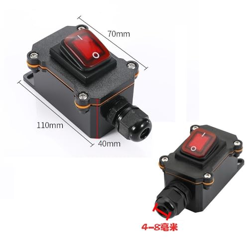 Switian 1 PCS Inline Cord Switch DPST AC 20A-125V,16A-250V, IP65 Waterproof On-Off with Red Light Buttons - Image 2