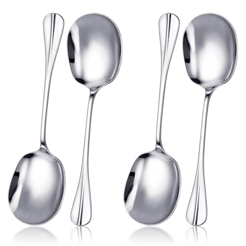 SHENLIU 4 Stück Edelstahl Servierlöffel Groß, 20cm Suppenlöffel Kochlöffel Vorlegelöffel Tisch Löffel Für Buffetrestaurants Hotels Picknicks Partys