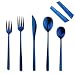Gugrida 20-Piece 304 Stainless Steel Luxury Mirror Polished Blue Colorful Silverware Flatware Cutlery Set Service for 4 Include Knife Fork Spoon Dessert Fork Teaspoon Dishwasher Safe