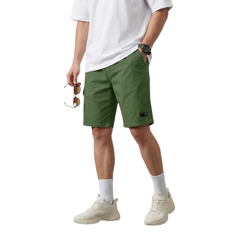 Mens Cotton Shorts with Side Pockets Lightweight Summer Wear Knee Length Straight Fit Stylish Shorts Outdoor Travel Beach Solid Shorts-image-25