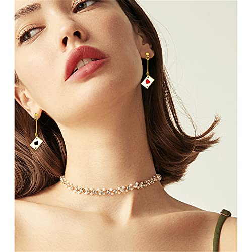 Unique Funny 14K Gold Plated Poker hearts and Spades A Ace Playing Cards Dangle Drop Post Stud Earrings For Women Gambling Casino4