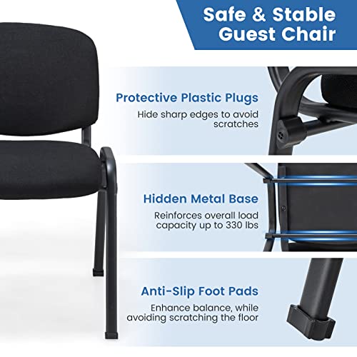 Giantex 5-Pack Conference Chair Set - Stackable Guest Chair With Metal Frame, Padded Cushion, Stacking Reception Chair, Lobby Chairs Set Of 5, Stackable Chairs, Office Waiting Room Chair, Black (5) #TOP3