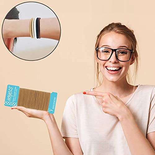 No Metal Hair Bands for Women's Hair, Ponytail Holders, No Snag Braided Hair Elastic Thick Tie for Girl Women Thick Hair 50 Court 1/8 Inch (Beeline Honey) - Image 4