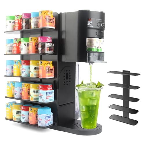 Flavor Pods Holder for Ninja Thirsty, 5-tier Holds 25 Flavore Water Drops, Self-adhesive, Wall-mounted Storage Holder for Ninja Thirsti Drink System WC1001/WC2002 Soda Machine Flavor Pod Rack