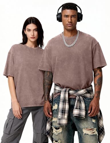 Image of Eiscntd Mens Oversized T-Shirts Heavyweight Cotton Vintage Unisex Baggy Tee