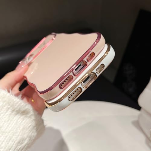 Qokey Plated Hearts Wavy Case for iPhone 15 Pro, Pink - image 8