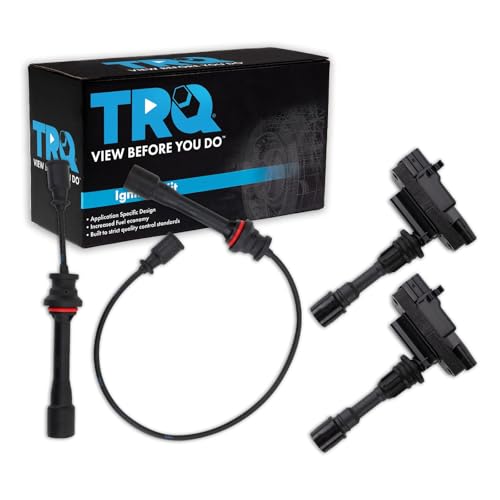 TRQ Ignition Coil & Spark Plug Kit 3 Piece Compatible with 2001-2005 Mazda Miata