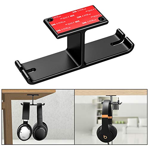 New bee Dual Headphone Hanger Headset Stand Under Desk Aluminum Headphone Hook Mount