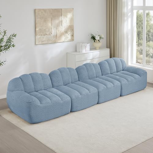 Kuczn Sofá cama modular, sofá cama con función de dormir, sofá Boneless de espuma de alta densidad 32D, asiento profundo, sofás seccionales para sala de estar, tela suave, no requiere montaje