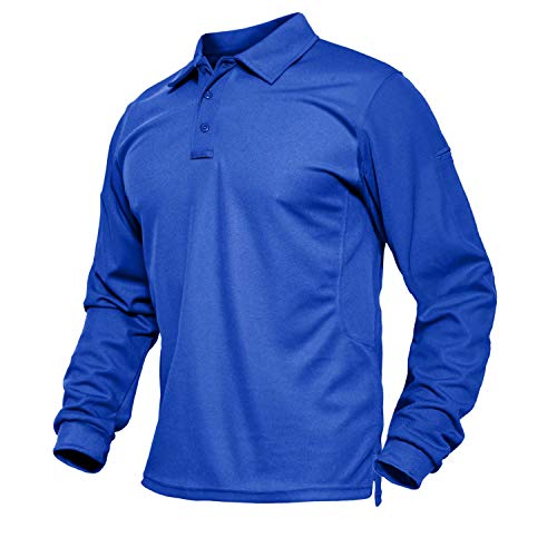 Fishing Shirt Men Solid Tagless Long Sleeve Tactical Tee Jersey Polo Shirt Mens Military Polo Shirt Men Pique Polo Blue