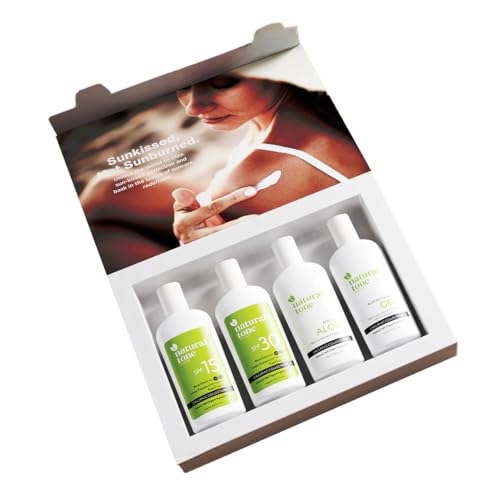 Natural Tone Organic Skincare Suncare Essentials Travel Pack in 59ml Bottles | SPF 30 & 15 Sunscreen, Rosehip Aloe Lotion, Recovery Gel | TSA-Friendly, Reef-Safe, Vegan image 5