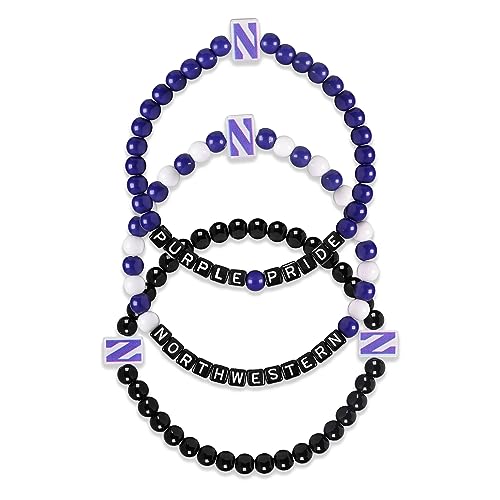 FOCO Northwestern Wildcats NCAA 3 Pack Beaded Friendship Bracelet