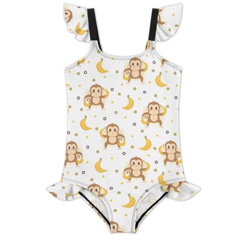 Image of Girls One Piece Swimsuit Lovely Cute Animals Ruffles Swimwear Bathing Suits 3-12 Years