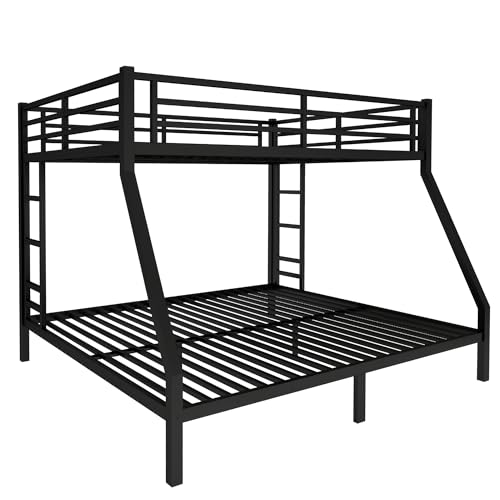Bellemave Bunk Bed Queen Over King, Heavy Duty Metal Bunk Bed Frame, Black