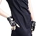 JISEN Women PU Leather Punk Gloves Snap Half Finger Performance Mittens D-Black